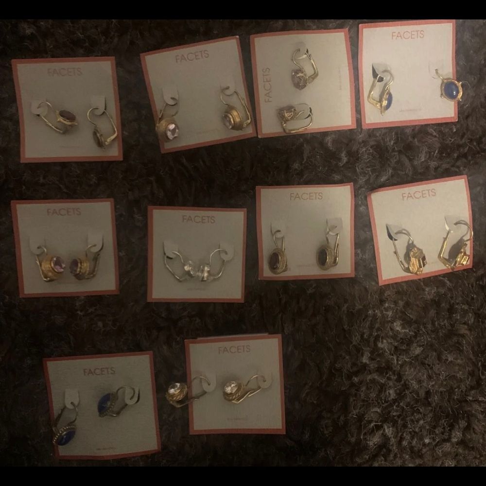 10 FACETS INC EARRINGS GENUINE STONES SAN FRANCISCO.